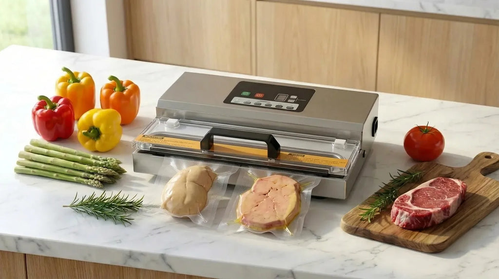 Machine sous vide qui met du fois gras sous vide