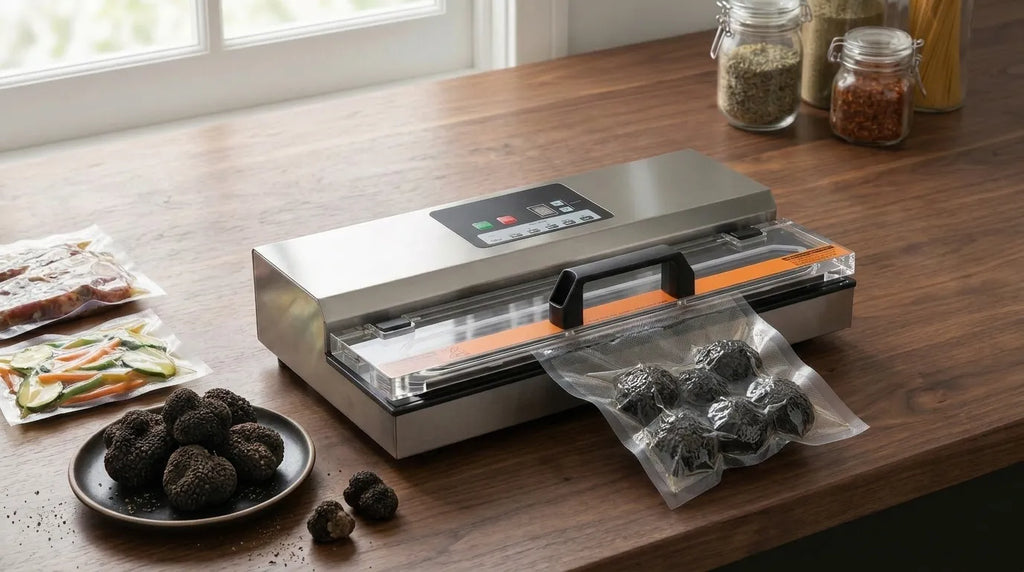 Machine sous vide qui met des truffes sous vide